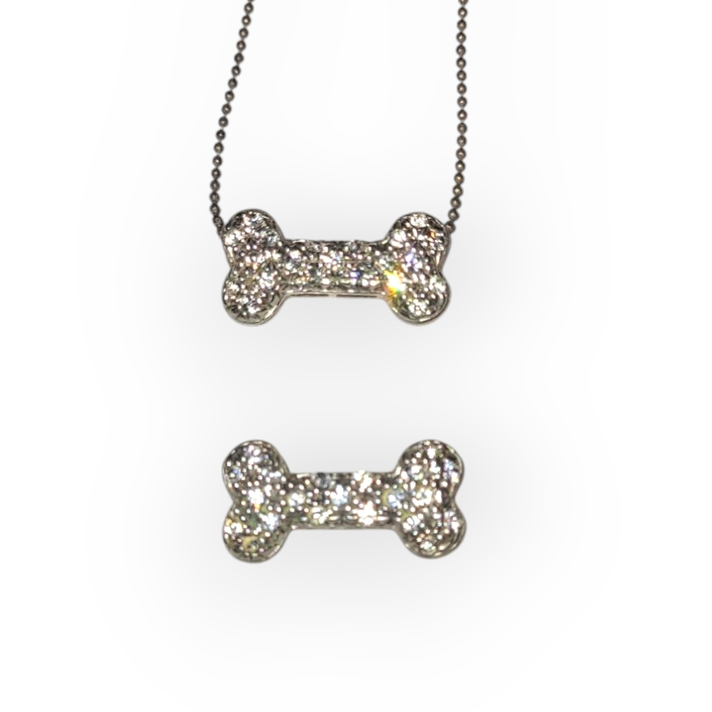 Silver tone Sparkle Dog Bone Necklace Calling All Animal Lovers And Dog Moms!